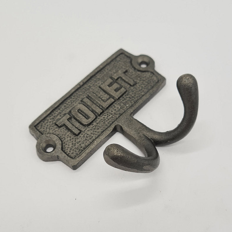 Wall / Door Plaque with TOILET text and Robe Hooks